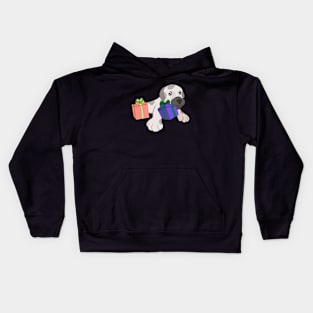 Dog Playing with Gift Boxes Kids Hoodie